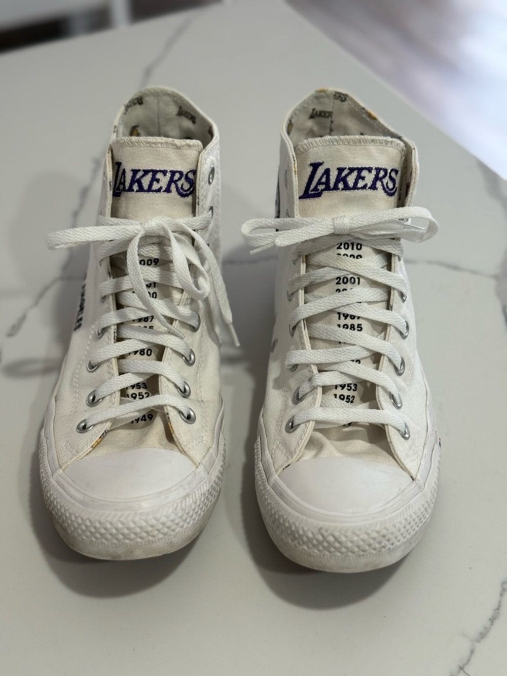 Converse NBA LA Lakers White Purple High-Top Sneakers very good condition. - Picture 15 of 16